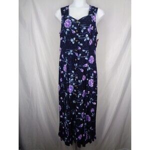 Coco Bianco Floral Rayon Button Sleeveless Dress Size 14 New